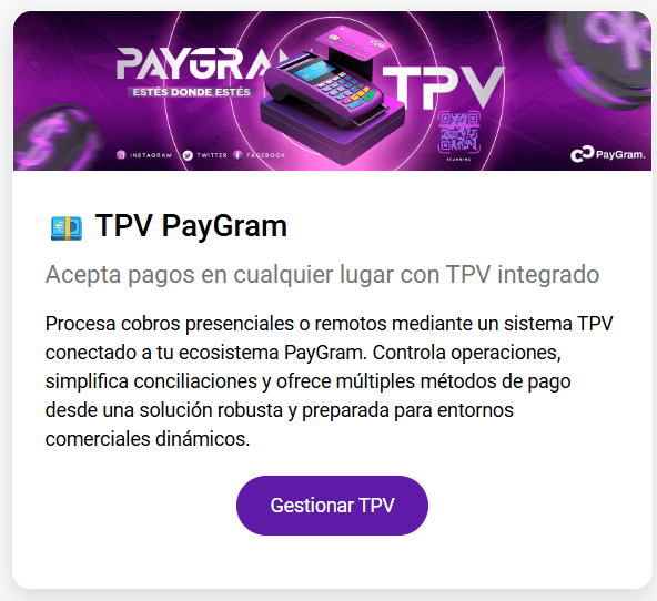 Gestionar TPV Paygram